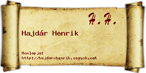 Hajdár Henrik névjegykártya