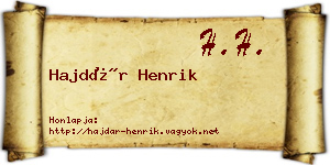 Hajdár Henrik névjegykártya